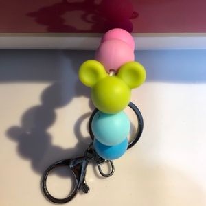 Homemade Rainbow Mickey Silicone bead keychain